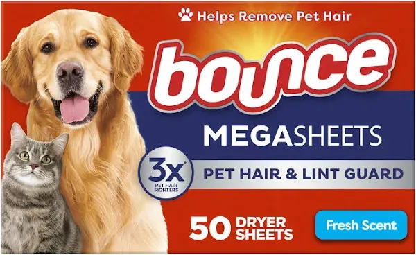 Bounce Pet Hair and Lint Guard Mega Dryer Sheets