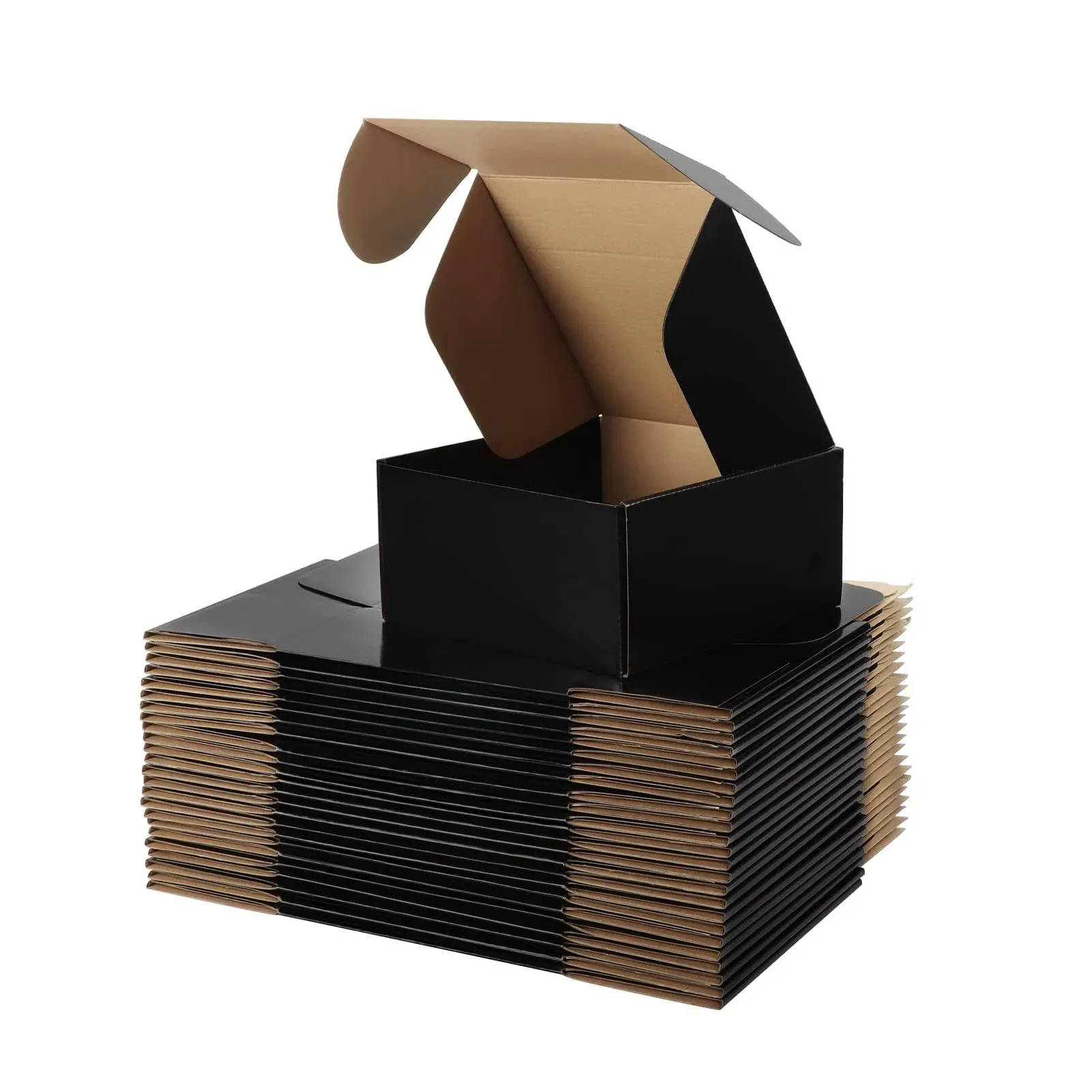 25 Pack 8x8x4 Shipping Boxes for Small Business Black Packaging Cardboard Box...