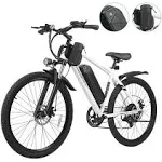 Hoverfly OUREA Electric Bike 26", 750W Peak Motor Mountain Ebike, Up to 40 Miles 20mph Removable Battery, 7-Speed and Shock Absorber, Electric