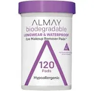 Almay Biodegradable Longwear & Waterproof Eye Makeup Remover Pads - 120 Count