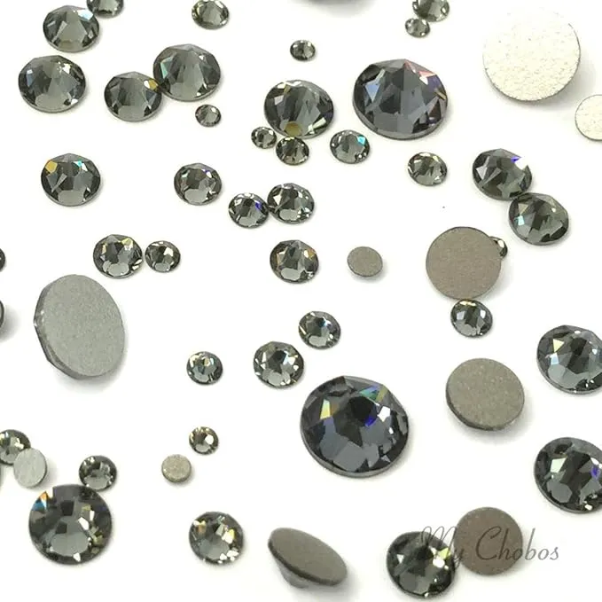 BLACK DIAMOND (215) 144 pcs Swarovski 2058/2088 Crystal Flatbacks rhinestones nail art assorted mixed with Sizes ss5, ss7, ss9, ss12, ss16, ss20, ss30