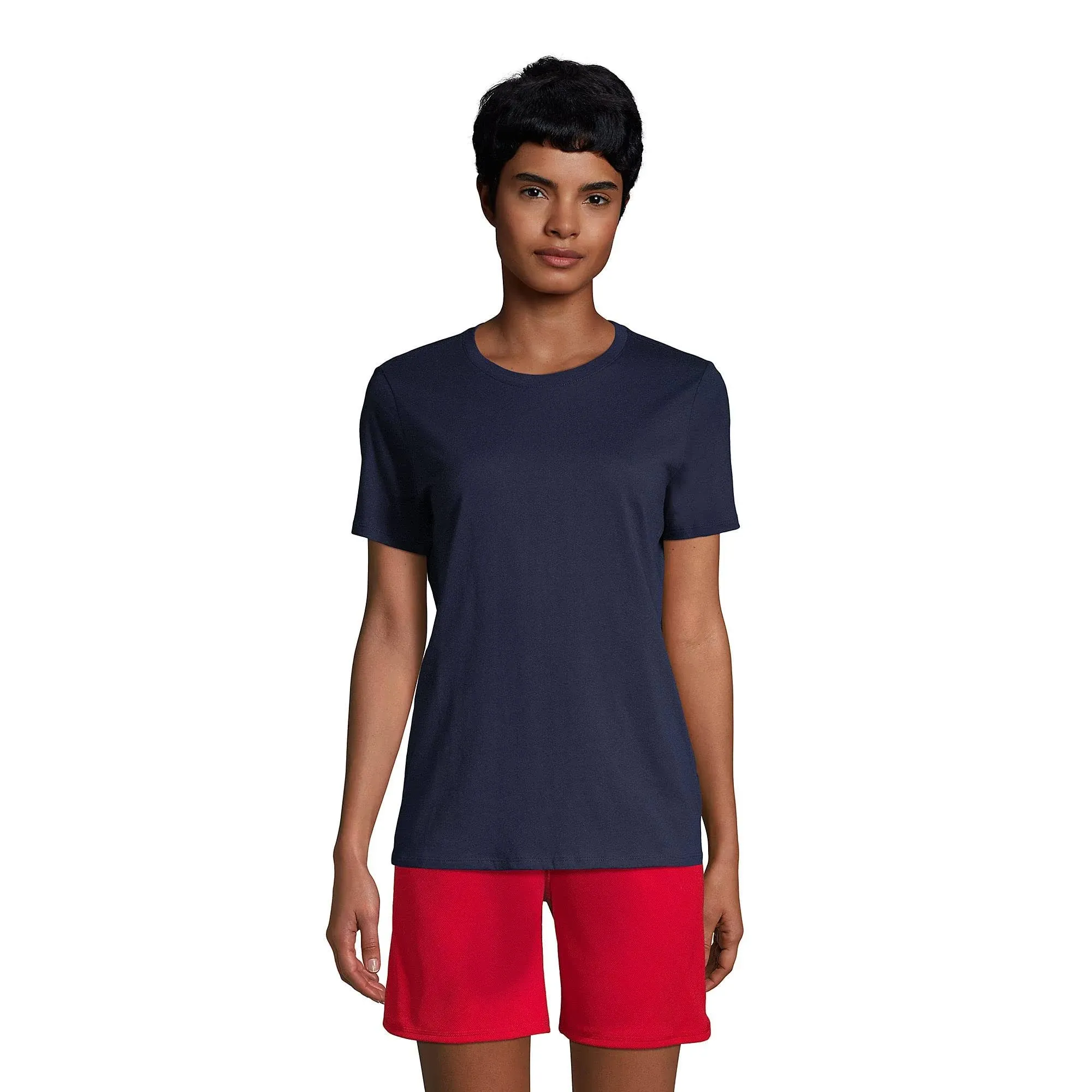 Lands' End School Uniform Women's Short Sleeve Feminine Fit Essential T-Shirt - Large - Classic Navy