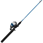 Zebco Salt Fisher 33 Spincast Reel and Fishing Rod Combo, 6-Foot 6-Inch 2-Piece Medium-Heavy Power, Moderate-Fast Action Fiberglass Rod, Interchangeable Retrieve, 12-Pound Line, Blue/Silver