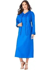 Roaman's Women's Plus Size Pleated Jacket Dress