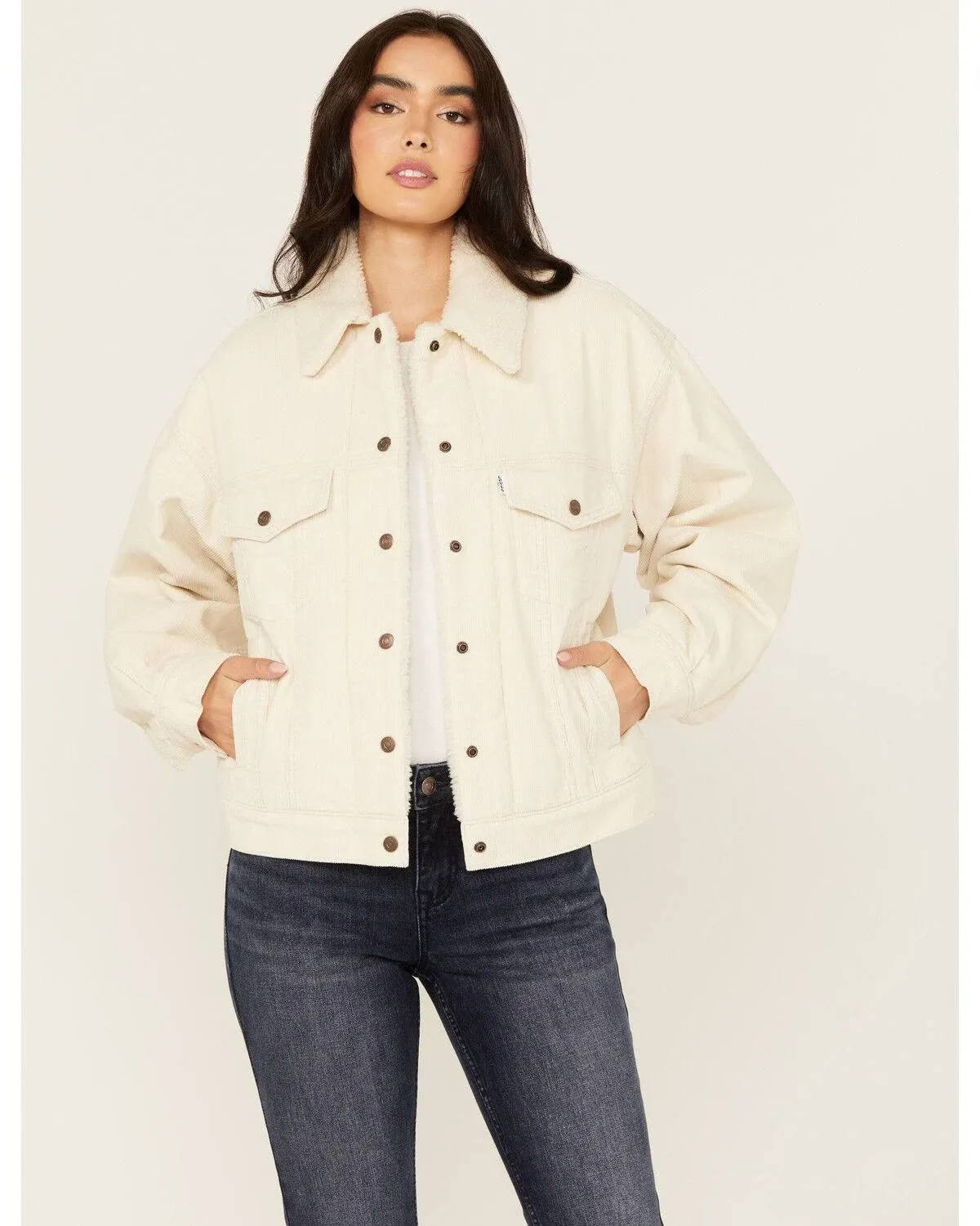 Levi&#039;s Women&#039;s 90&#039;s Corduroy Sherpa Trucker Jacket - A4435-0008