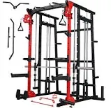 Major Fitness Smith Machine, All-In-One Home Gym Power Cage with Smith Bar and T