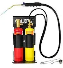 BLUEFIRE Oxygen MAPP Propane Welding Torch Kit MAP Gas Cylinder Rack Flint Light  | eBay