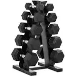 Cap Barbell 150-lb Hex Dumbbell Weight Set with Vertical Rack