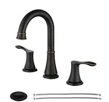 Parlos Two-Handle High Arc Bathroom Faucet with Metal Pop Up Drain and cUPC Faucet Supply Lines Widespread 8 inch Deck Mounted 13652