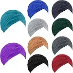 Geyoga 10 Pcs Stretchy Turban Cap Chemo Head Wraps Cancer Headwear Bennie Twisted India's Hat for Women