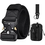 BESTKEE Men's Tactical Belt, 1.5 Inches Heavy Duty Military Style Buckle Belt, Gift with Tactical Molle Pouch and Hooks