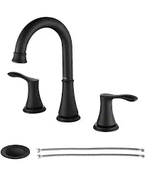 Parlos Home 13653 Widespread 2 handle Bathroom Faucet with Metal Pop Up Drain Finish