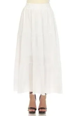 White Mark Plus Size Pleated Tiered Maxi Skirt