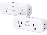 【2 Pack】Multi Plug Outlet Splitter, 4 AC Outlet Extender with 3 USB Wall Char...