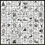 64Pcs Small Christmas Stencils 3X3 Inch Reusable Craft Stencil for Painting on