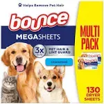 Bounce Pet Hair and Lint Guard Mega Dryer Sheets with 3X Pet Hair Fighters