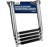 Five Oceans 4 Step Boat Ladder, Over Platform Telescoping Boat Ladders, Boat Swim Ladder, Boat Boarding Ladder, 316 Stainless Steel for Pontoon, Fishing Boat, Bass Boat, Sport Boat, Sailboat - FO4503