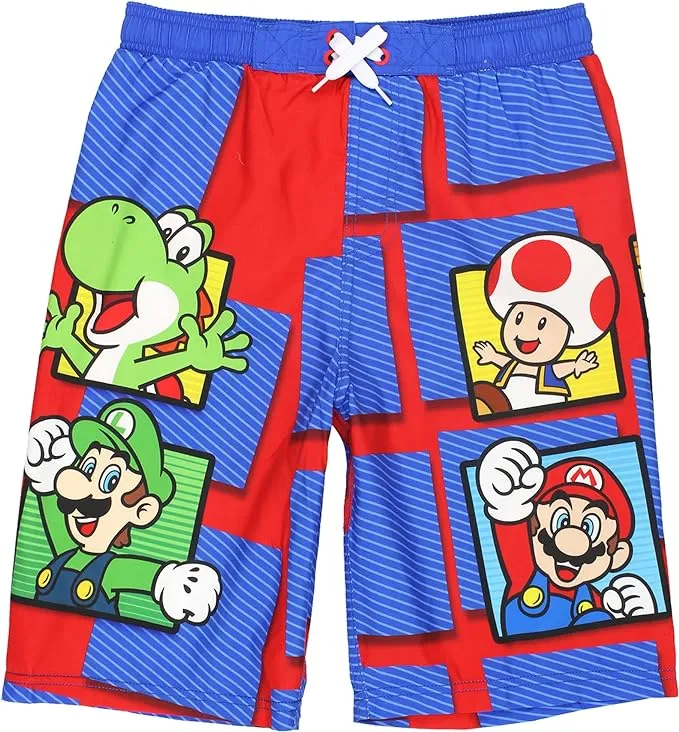 Nintendo Super Mario Boys' UPF50 Quick Dry Swim Trunks