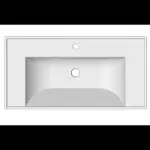 Nameeks 3005 Scarabeo 36-1/4" Ceramic Wall Mounted / Drop in Bathroom Sink with White / One Hole