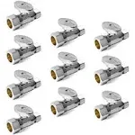 10-Pack EFIELD Straight Stop Valve 1/2" Nominal (5/8" OD) Compression x 3/8" OD, 1/4-Turn, Chrome Plated Brass