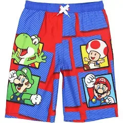 Nintendo Super Mario Boys Swim Trunks, UPF50 Sun Protection, Quick Dry