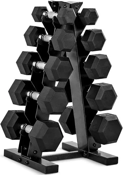 CAP Barbell 150-lb Hex Dumbbell Weight Set with Vertical Rack