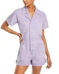 Parker Cotton Utility Romper In Purple Amethyst