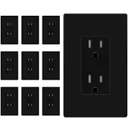 Enerlites Black Decorator Receptacle with Screwless Wall Plate Standard Electrical Wall Outlet