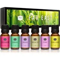 P&J Fragrance Oil Far East Set Green Tea, Lotus Blossom, Orchid, Bamboo, and Peony Scents for Candle, Soap & Diffuser