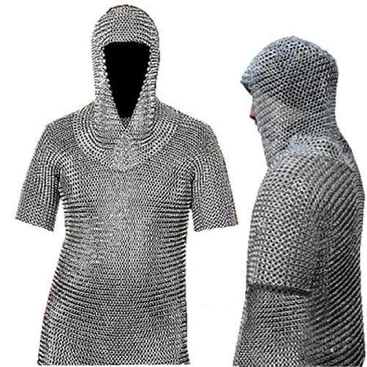 Medieval ChainMail Shirt and Coif Armor Set LARP Costume