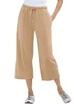 Woman Within Women's Plus Size Petite Sport Knit Capri Pant - M, New Khaki