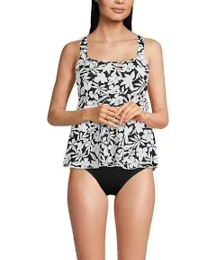 Lands' End Women's Flutter Scoop Neck Tankini Top - Deep Sea Navy