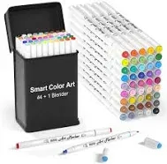 Smart Color Art Art Markers, 44 Coloring Markers and 1 Blender 45 Pack Alcohol Based Dual Tip Permanent Highlighters with Case