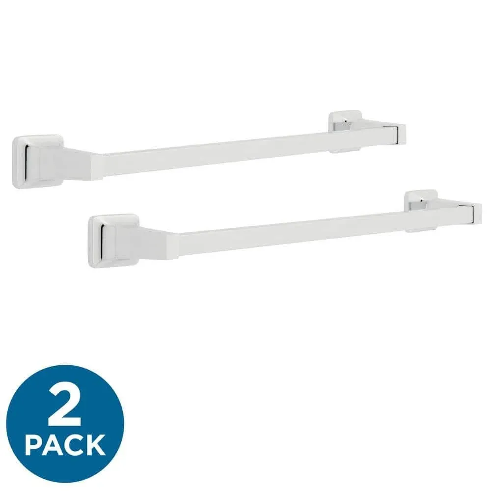 Futura 18&#034; Wall Mount Towel Bar Bath Hardware Accessory Polished Chrome (2-Pack)