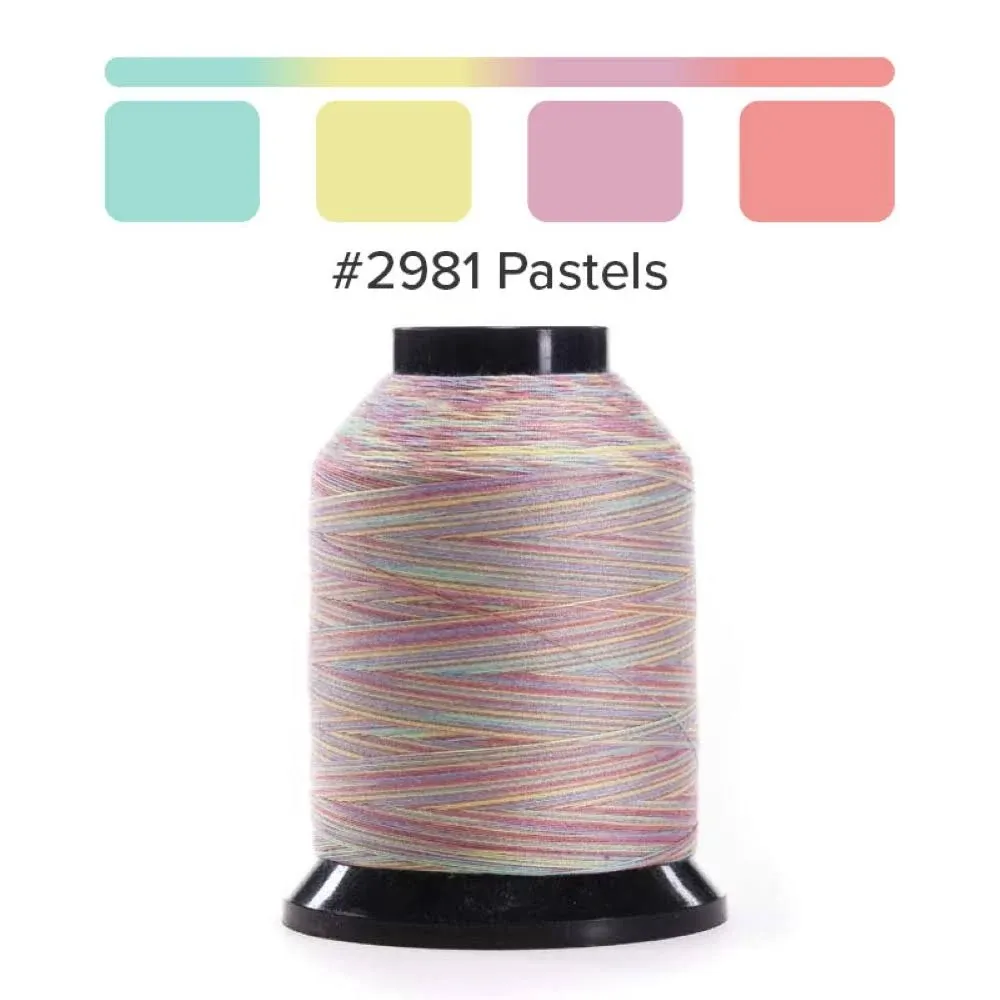 Finesse Thread - Pastels | 100% POLYESTER, 3ply, 50wt, Variegated Thread | 1500Y