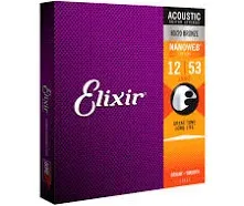 Elixir 11052 Nanoweb 80/20 Bronze Light Acoustic Strings (12-53)