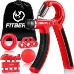 FitBeast Hand Grip Strengthener Workout Kit (5 Pack) Forearm Grip Adjustable Resistance Hand Gripper, Finger Exerciser, Finger Stretcher, Grip Ring &