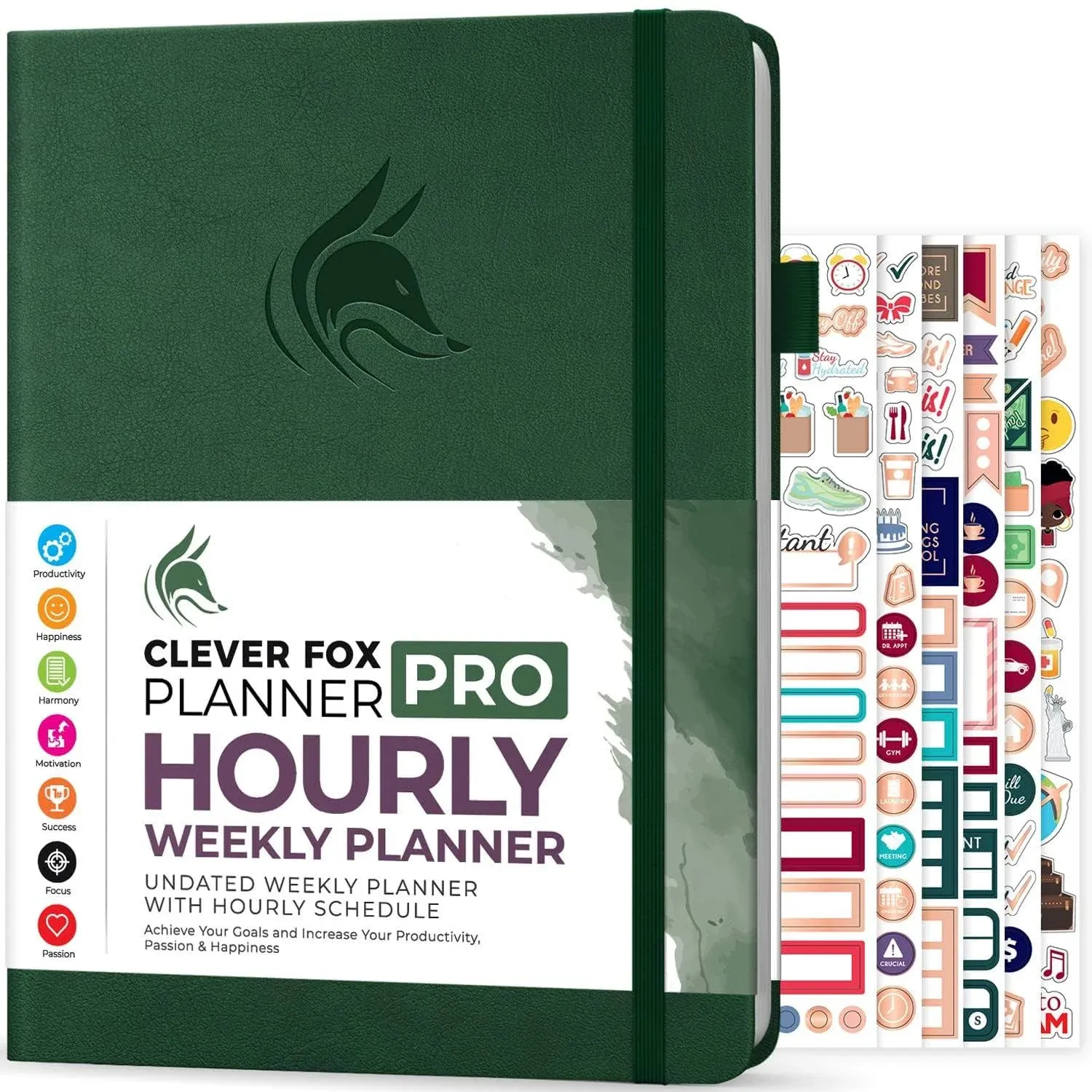 Clever Fox Planner Pro Schedule Undated Weekly & Monthly Life Planner with Time Slots, Appointment Book & Daily Organizer, A4 (Forest Green)