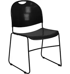 Flash Furniture HERCULES™ Polypropylene Black Frame Ultra Compact Stack Chair, Black, 15/Pack