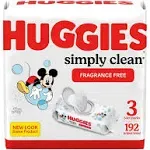 Huggies Simply Clean Wipes, Disney Baby, Fragrance Free - 3 - 64 wipe packs [192 wipes]