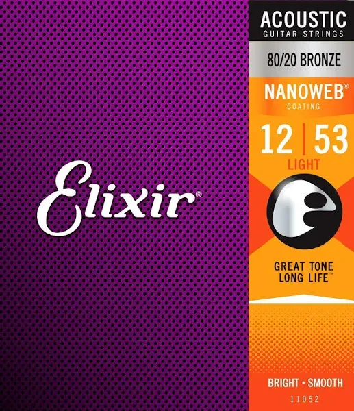 Elixir Strings 16077 Nanoweb Phosphor Bronze Acoustic Guitar Strings with String Winder - .012-.056 Medium Light