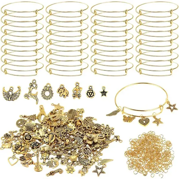 UPINS 30Pcs Gold Expandable Blank Bracelets