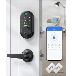 Keypad Smart Lock with Handle Set,  Keyless Entry Door Lock Deadbolt, Front 