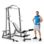 Marcy Home Gym Fitness Deluxe Cage System Machine with Weight Lifting Bench