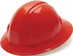 Pyramex HP24120 Full Brim Hard Hat 4 Point Ratchet Suspension - Red