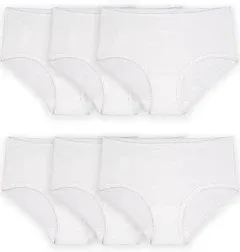 Fruit of the Loom Girls 100% Cotton White Brief Panties 6-Pack Size:4, Girl's