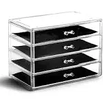 Bino | 4 Drawer Makeup Organizer | Lenox Avenue | The Manhattan Series | Makeup Drawer Storage | Cosmetic Organizer | Plastic Vanity | Organizer