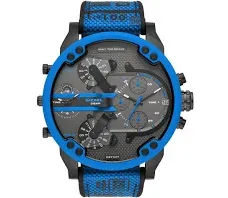 Diesel Men's Mr. Daddy 2.0 Chronograph Blue Nylon and Silicone Watch - Black / Blue