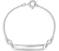 Children's Sterling Silver ID Bracelet with Sparkling Cubic Zirconia