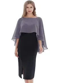 Baoqiya Women's Capelet Shawls and Wraps for Evening Dresses Soft Bridesmaid Shawl Chiffon Cape Wedding Cover Up